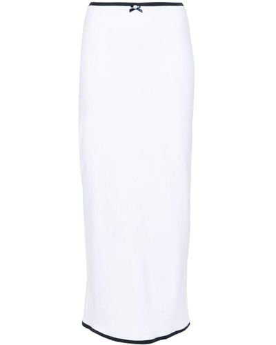 ROWEN ROSE Contrast-trim Maxi Skirt - White