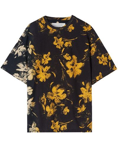 Jil Sander Floral-print Cotton T-shirt - Black