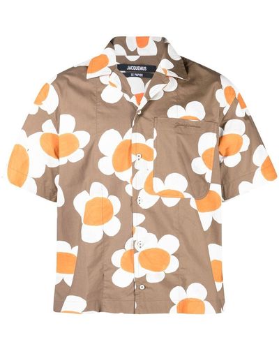 Jacquemus Floral-print Long-sleeve Shirt - Brown