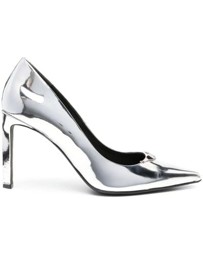 Zadig & Voltaire Perfect 100mm Metallic-finish Court Shoes - White