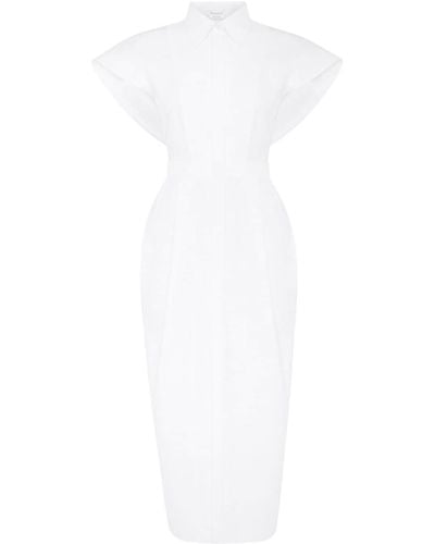 Alexander McQueen Midi-jurk Met Kraag - Wit