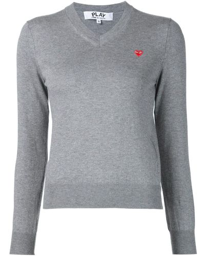 COMME DES GARÇONS PLAY Jersey con cuello en V con minicorazón - Gris