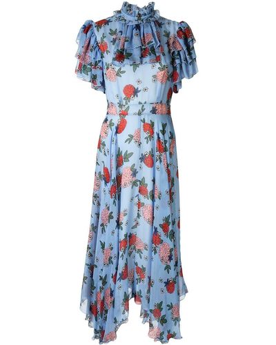 Macgraw Sentimental Floral-print Dress - Blue