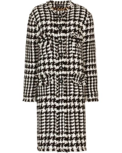 Dolce & Gabbana Manteau en tweed à simple boutonnage - Noir