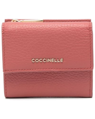 Coccinelle Small Metallic Soft Leather Wallet - Pink