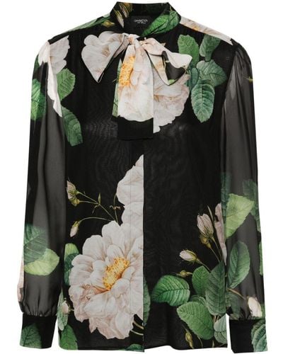 Giambattista Valli Floral-print Silk Shirt - Green