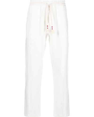 Mc2 Saint Barth Pantalon en lin à coupe droite - Blanc