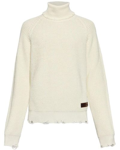 DSquared² Logo-patch Roll-neck Knitted Jumper - White
