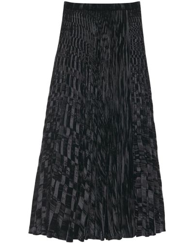 Saint Laurent Pleated Crushed-velvet Maxi Skirt - Black