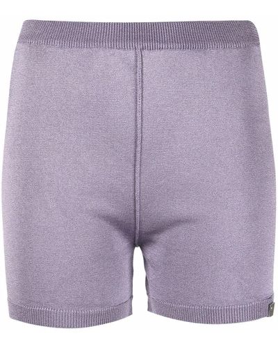 1017 ALYX 9SM Logo-plaque Knitted Shorts - Purple