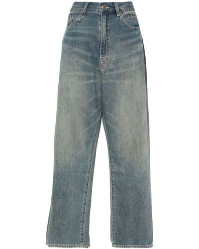 R13 Halbhohe Venti Wide-Leg-Jeans - Blau