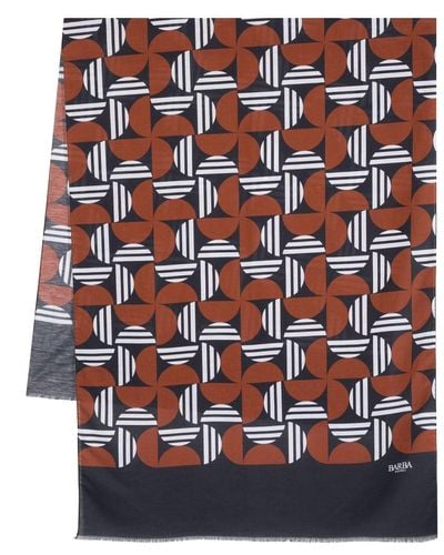 Barba Napoli Graphic-print Frayed Scarf - Red