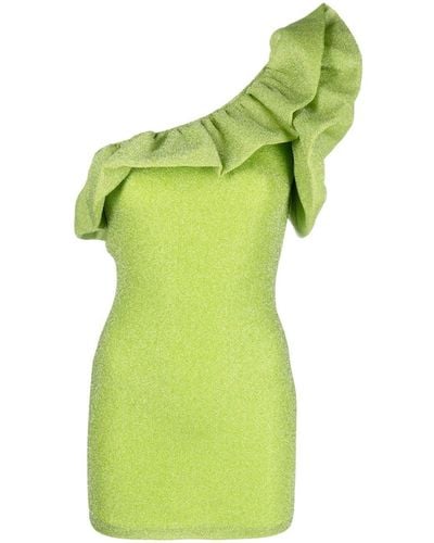 Amen One-shoulder Ruffled Minidress - Green