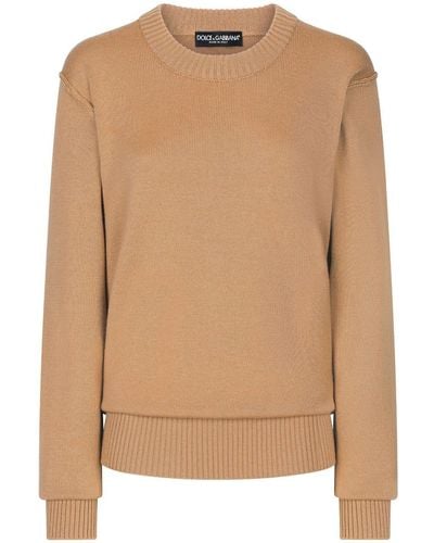 Dolce & Gabbana Round-neck Drop-shoulder Sweater - Natural