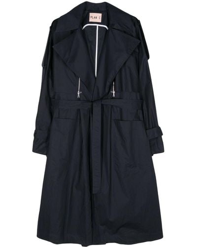 Plan C Trenchcoat Met Afneembare Mouwen - Blauw