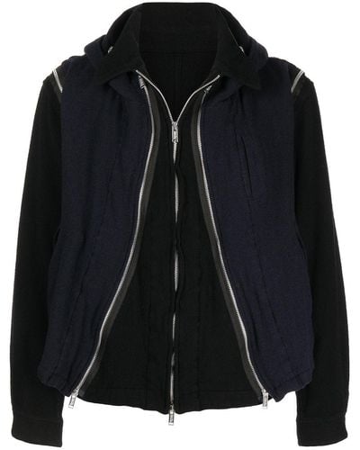 Undercover Zipped Panels Hooded Jacket - Black