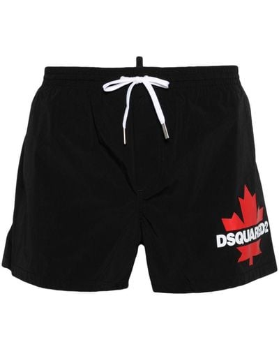 DSquared² Logo-print Drawstring-waist Swim Shorts - Black