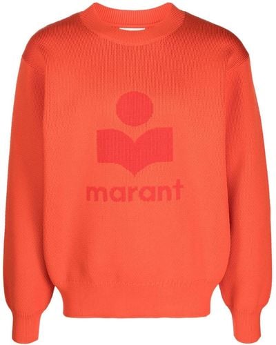 Isabel Marant Intarsia-knit Logo Ribbed-knit Sweatshirt - Orange