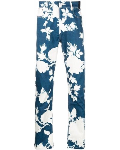 Erdem Gerade Jeans mit Blumen-Print - Blau