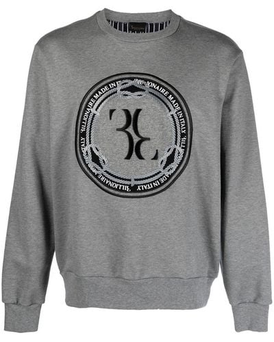 Billionaire Sweatshirt mit Logo-Print - Grau