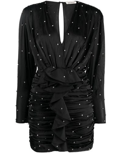 The New Arrivals Ilkyaz Ozel Crystal-embellished Ruched Minidress - Black