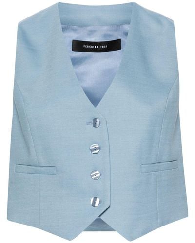 FEDERICA TOSI Single-breasted Tailored Waistcoat - Blue