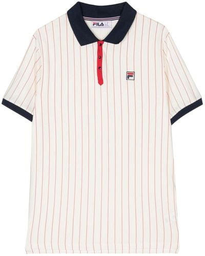 Fila Striped Cotton Polo Shirt - Wit