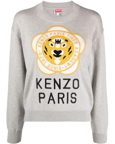 KENZO Tiger Academy Wool-blend Sweater - Gray