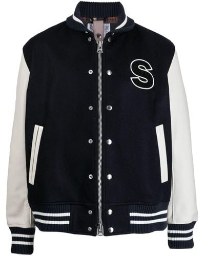 Sacai Appliqué-detail Wool Varsity Jacket - Black