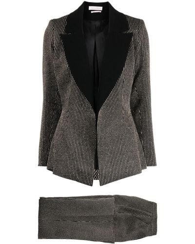 Saiid Kobeisy Contrasting-lapels Brocade Trouser Suit - Black