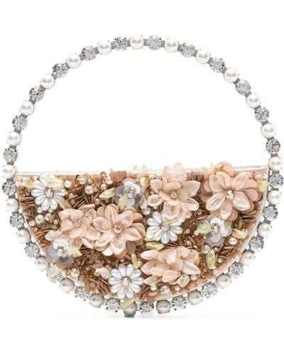 L'ALINGI Eternity Floral-appliqué Clutch Bag - Metallic