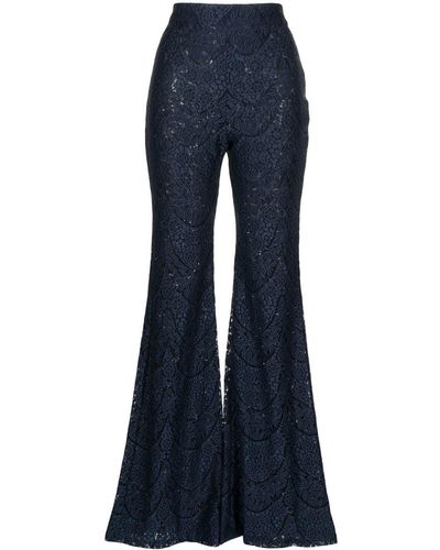 Cynthia Rowley Flared High-waist Lace Trousers - Blue