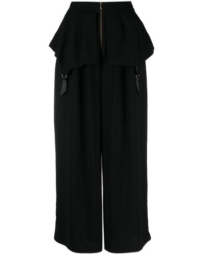 Murmur Fold-over Waist Cropped Trousers - Black