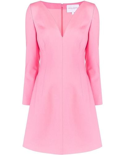 Carolina Herrera Flared Wool-blend Dress - Pink