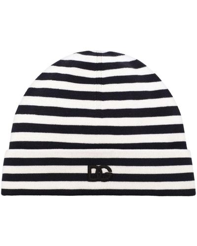 Dolce & Gabbana Gestreifte Beanie aus Seide - Blau