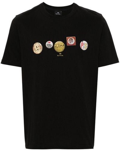 PS by Paul Smith Badges オーガニックコットン Tシャツ - ブラック