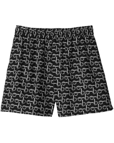 Burberry Shorts aus Seide mit B-Print - Schwarz