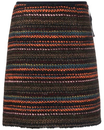 ODEEH Striped Mini Skirt - Black