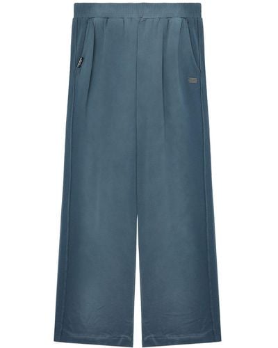 Izzue Wide-leg Cotton Track Trousers - Blue