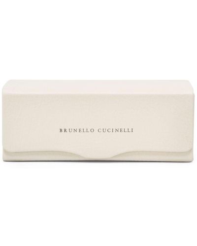 Brunello Cucinelli ロゴ レザー眼鏡ケース - ナチュラル