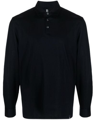 BOGGI Long-sleeve Cotton Polo Shirt - Blue
