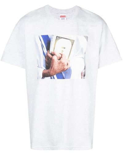 Supreme Camiseta con estampado bíblico - Gris