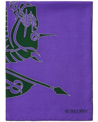 Burberry Equestrian Knight-motif Scarf - Purple