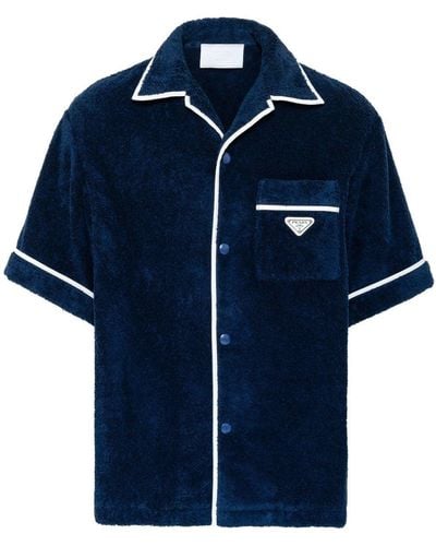 Prada Katoenen Bowlingshirt - Blauw