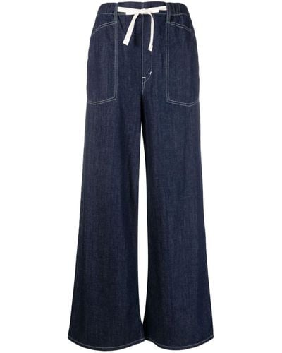 KENZO Wide Leg Denim Cotton Jeans - Blue