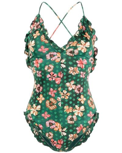 Ulla Johnson Giordana Floral-print Swimsuit - Green