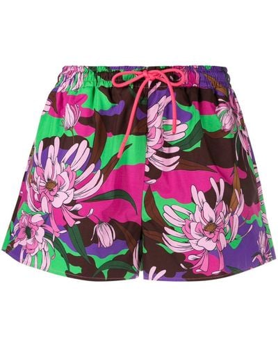 Moncler Floral-print Drawstring Shorts - Pink