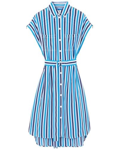 Burberry Striped Silk Shirtdress - Blue