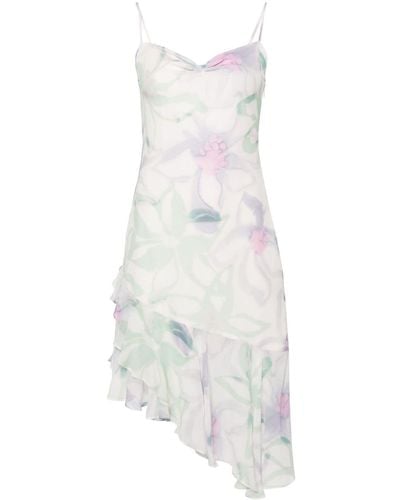 Claudie Pierlot Vestido midi asimétrico con estampado floral - Blanco