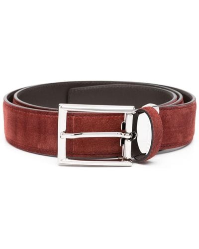 Canali Suede Buckle Belt - White